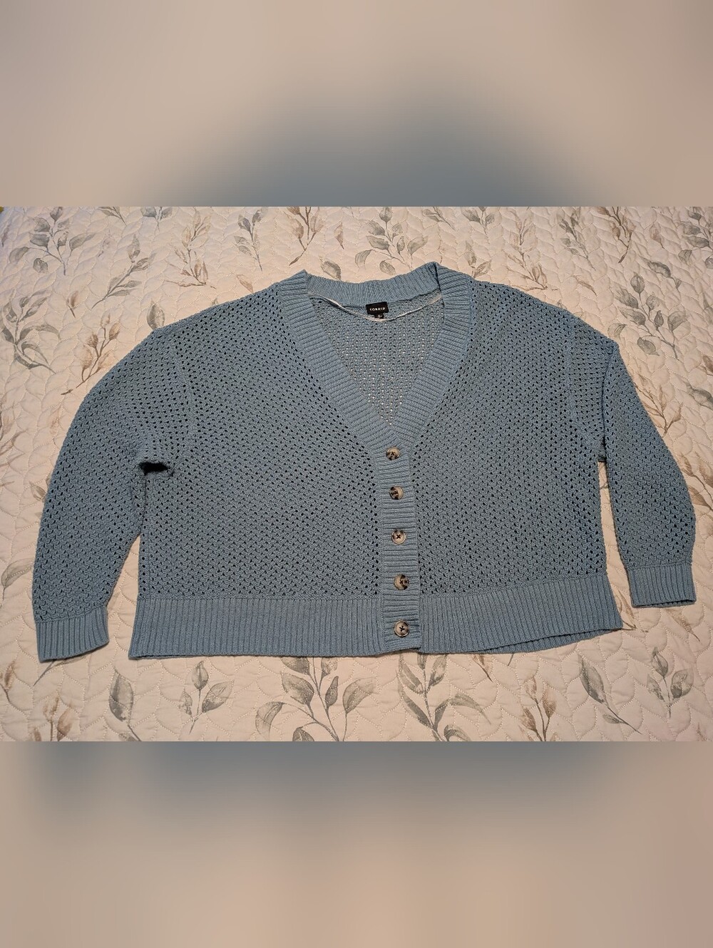 torrid Open Knit V-Neck Button Cardigan